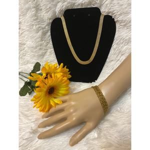 Vintage Deja Designs Gold Mesh Necklace & Goldette NY Triple Strand Bracelet